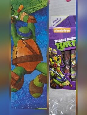 Teenage Mutant Ninja Turtle Party TMNT Tablecloth & Crayons 2012 2015 NWT